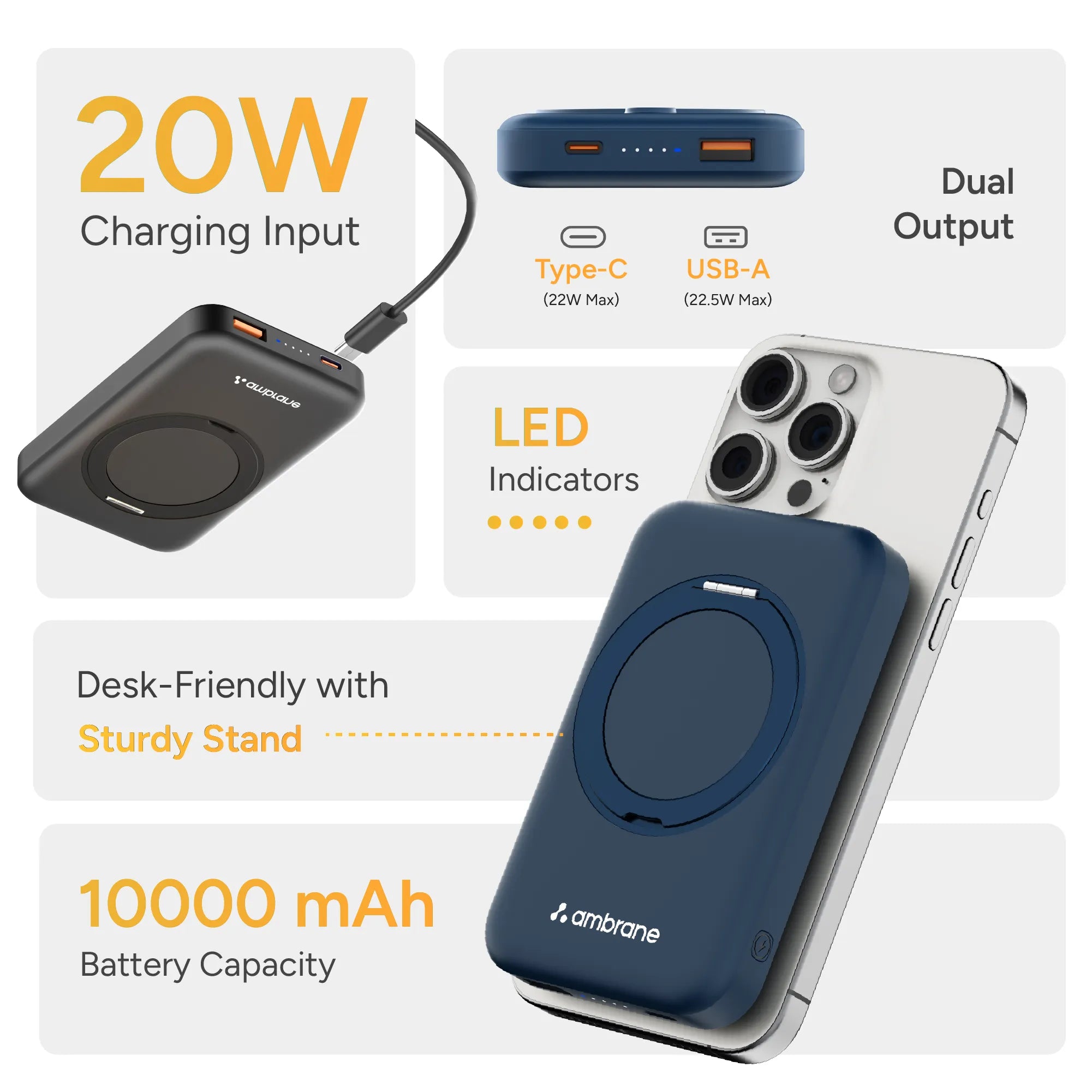 Magnetic phone mount for cars with wireless charging – Ambrane India